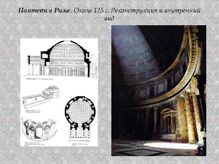 Пантеон в Риме. Около 125 г. Реконструкция и внутренний вид 