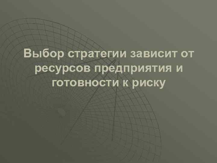 Выбор стратегии зависит от ресурсов предприятия и готовности к риску 