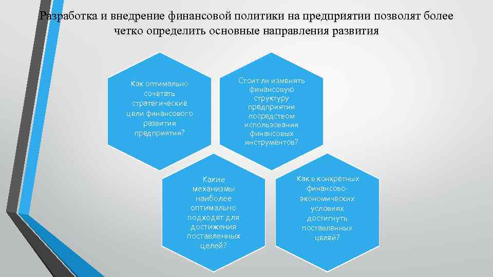 Разработка и внедрение финансовой политики на предприятии позволят более четко определить основные направления развития