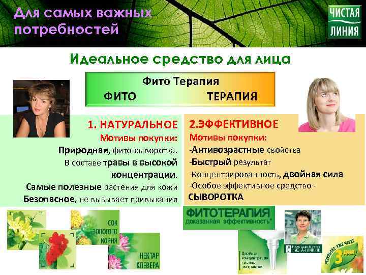 Для самых важных потребностей Идеальное средство для лица Фито Терапия ФИТО ТЕРАПИЯ 1. НАТУРАЛЬНОЕ