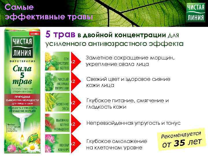 Самые эффективные травы 5 трав в двойной концентрации для усиленного антивозрастного эффекта х2 Заметное