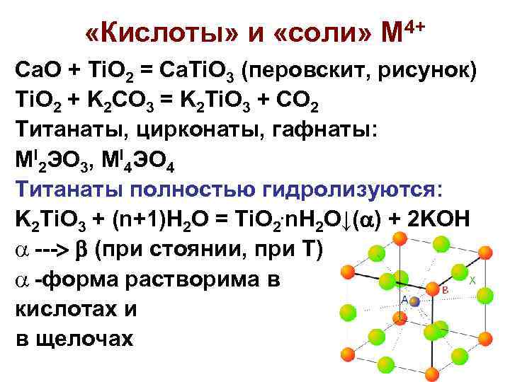  «Кислоты» и «соли» М 4+ Ca. O + Ti. O 2 = Ca.