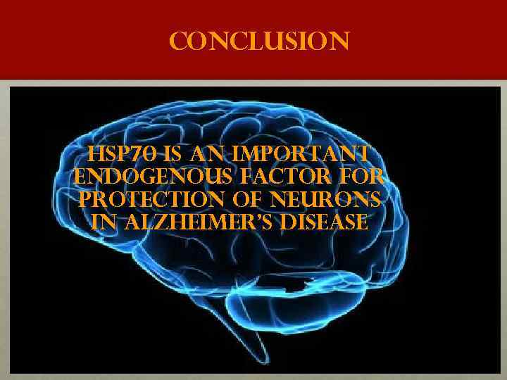 CONCLUSION HSP 70 is an important endogenous FACTOR for protection of neurons in Alzheimer's