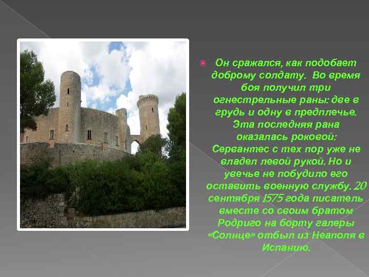 Он сражался, как подобает доброму солдату. Во время боя получил три огнестрельные раны: две