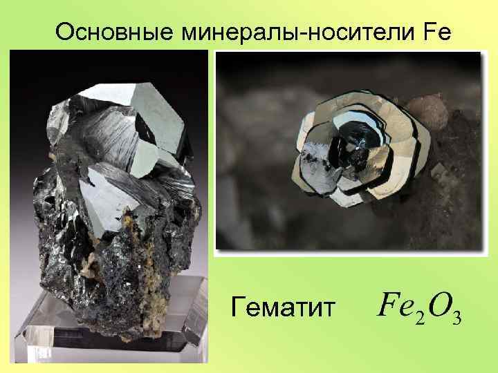 Основные минералы-носители Fe Гематит 