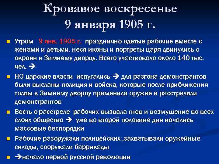 Кровавое воскресенье 9 января 1905 г. n n n Утром 9 янв. 1905 г.
