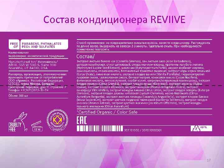 Состав кондиционера REVIIVE 17 