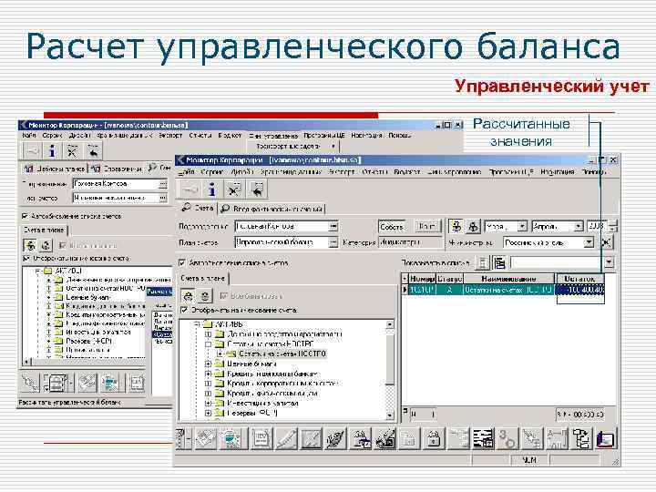 Расчет управленческого баланса Управленческий учет Рассчитанные значения 50 