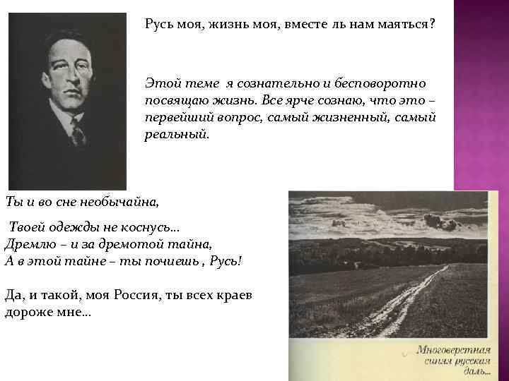 Русь моя, жизнь моя, вместе ль нам маяться? Этой теме я сознательно и бесповоротно