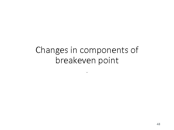 Changes in components of breakeven point. 48 