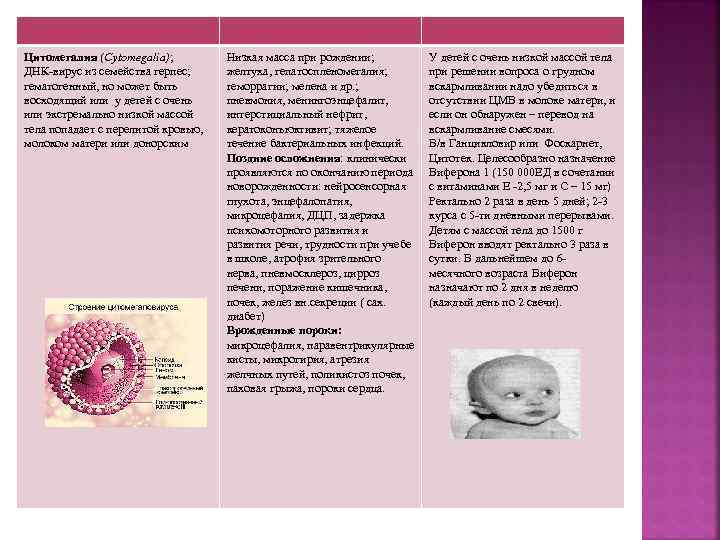 Цитомегалия (Cytomegalia); ДНК-вирус из семейства герпес; гематогенный, но может быть восходящий или у детей