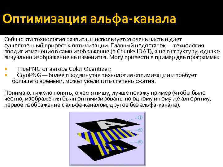 Оптимизация альфа-канала Сейчас эта технология развита, и используется очень часть и дает существенный прирост