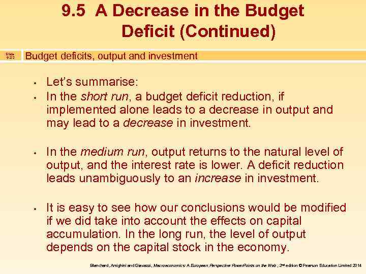 9. 5 A Decrease in the Budget Deficit (Continued) Slide 9. 32 Budget deficits,