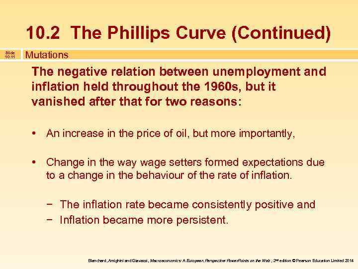 10. 2 The Phillips Curve (Continued) Slide 10. 11 Mutations The negative relation between