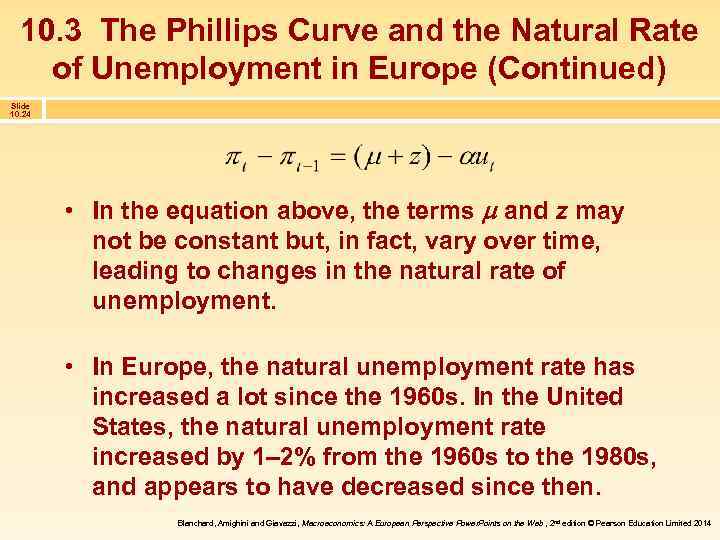 10. 3 The Phillips Curve and the Natural Rate of Unemployment in Europe (Continued)