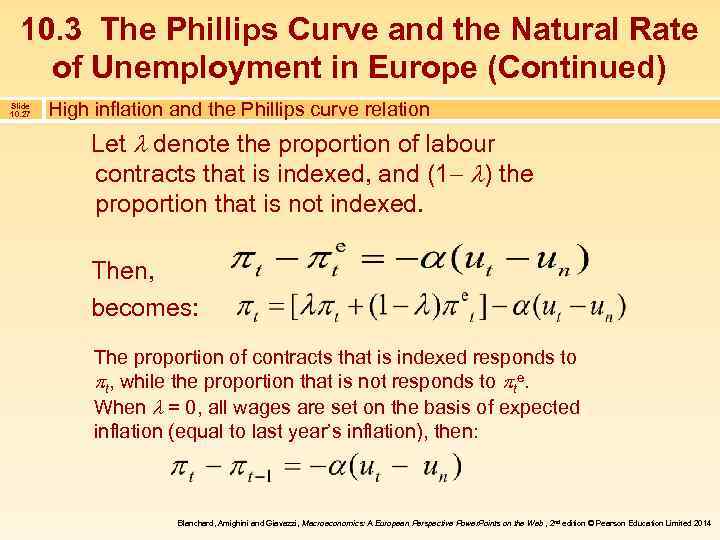 10. 3 The Phillips Curve and the Natural Rate of Unemployment in Europe (Continued)