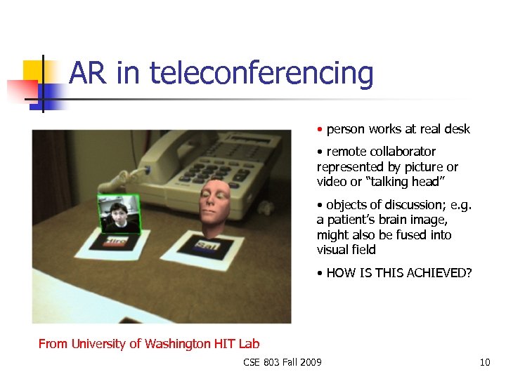 AR in teleconferencing • person works at real desk • remote collaborator represented by