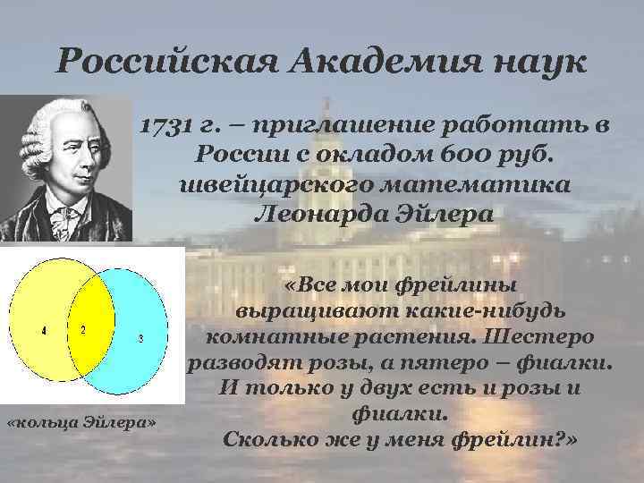 Российская Академия наук 1731 г. – приглашение работать в России с окладом 600 руб.