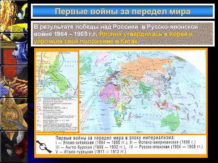Первые войны за передел мира В результате победы над Россией в Русско-японской войне 1904
