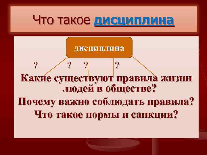 Что такое дисциплина ? ? Какие существуют правила жизни людей в обществе? Почему важно