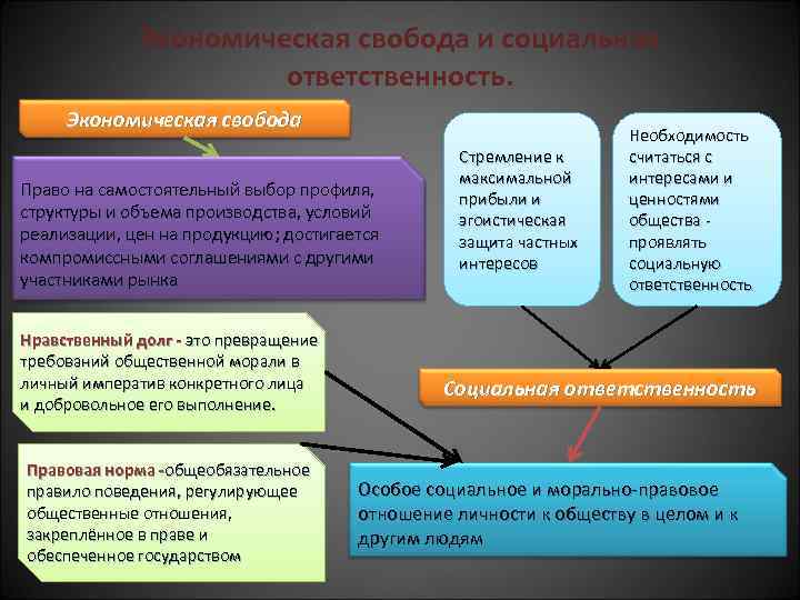 Экономическая свобода и социальная ответственность. Экономическая свобода Право на самостоятельный выбор профиля, структуры и