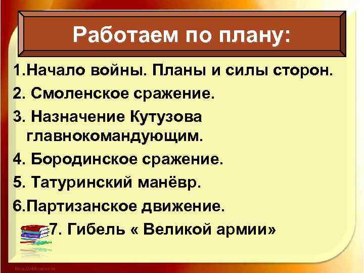 Работаем по плану: 1. Начало войны. Планы и силы сторон. 2. Смоленское сражение. 3.