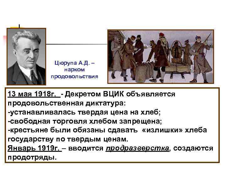 Политика военного коммунизма конспект урока. Цюрупа нарком продовольствия. Нарком продовольствия Цюрупа голодный обморок. Цюрупа 1919. Цена хлеба в 1918.