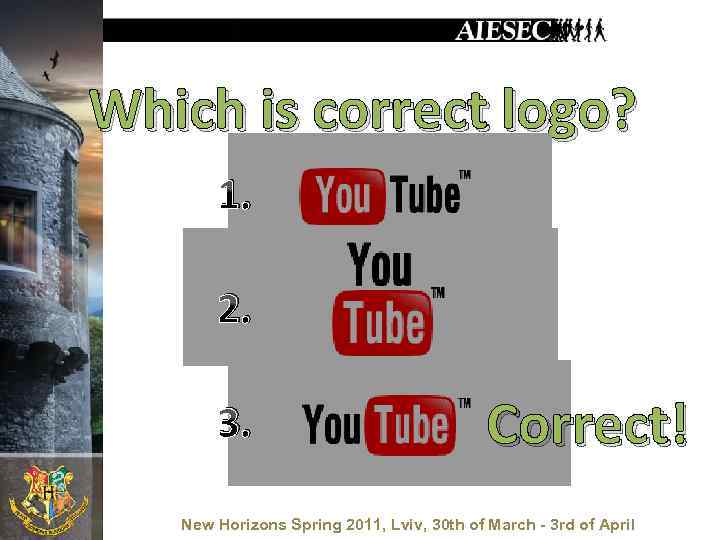 Which is correct logo? 1. 2. 3. Correct! New Horizons Spring 2011, Lviv, 30