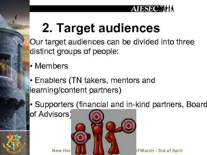 2. Target audiences Our target audiences can be divided into three distinct groups of