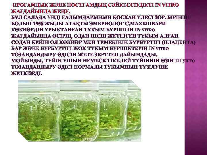 ПРОГАМДЫҚ ЖӘНЕ ПОСТГАМДЫҚ СӘЙКЕССІЗДІКТІ IN VITRO ЖАҒДАЙЫНДА ЖЕҢУ. БҰЛ САЛАДА ҮНДІ ҒАЛЫМДАРЫНЫН ҚОСКАН ҮЛЕСІ