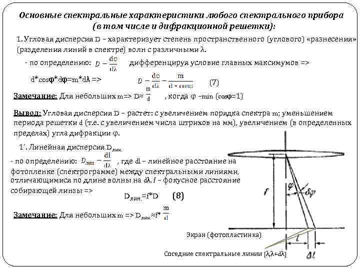 Вывод расчетной формулы по определению длины волны лазера с помощью дифракционной решетки с рисунком