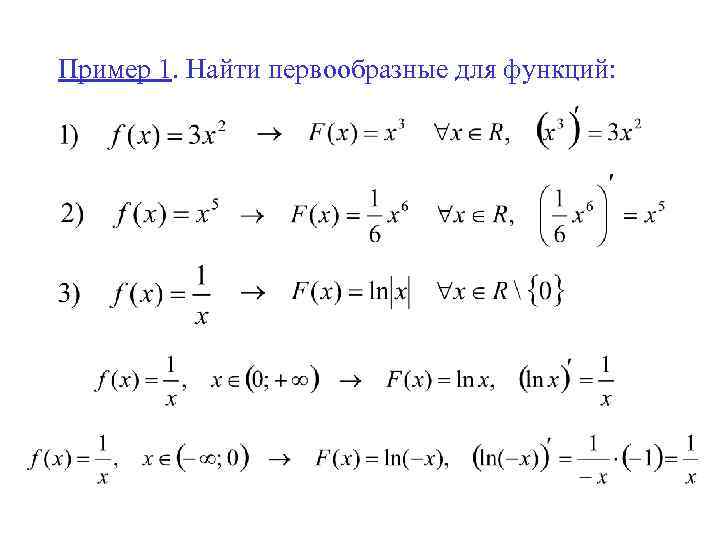 Пример 1. Найти первообразные для функций: 