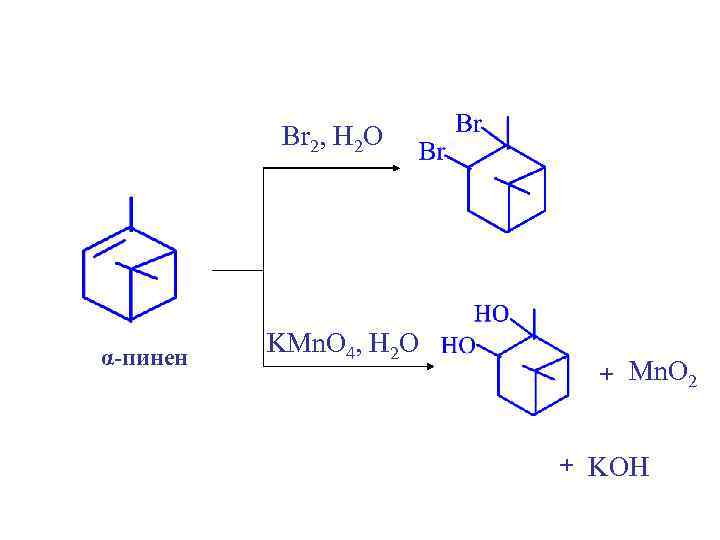 Br 2, H 2 O α-пинен KMn. O 4, H 2 O + Mn.
