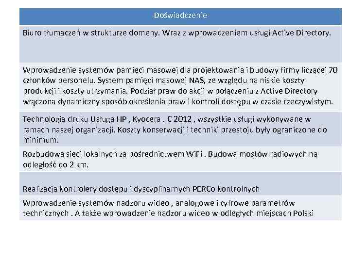 Doświadczenie Biuro tłumaczeń w strukturze domeny. Wraz z wprowadzeniem usługi Active Directory. Wprowadzenie systemów