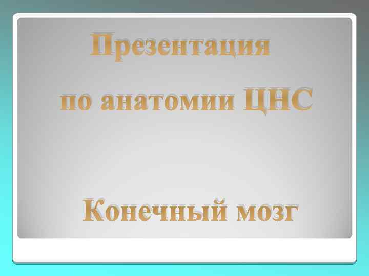 Презентация по анатомии ЦНС Конечный мозг 