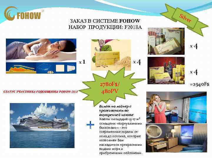 ЗАКАЗ В СИСТЕМЕ FOHOW НАБОР ПРОДУКЦИИ: F 2018 A S ilve r х 4