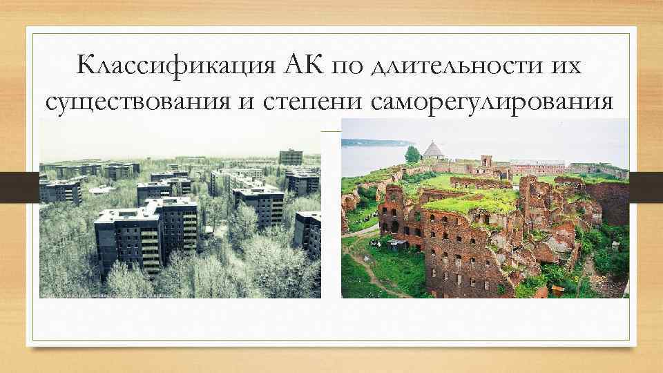 Классификация АК по длительности их существования и степени саморегулирования 