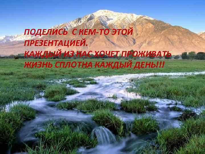 ПОДЕЛИСЬ С КЕМ-ТО ЭТОЙ ПРЕЗЕНТАЦИЕЙ. КАЖДЫЙ ИЗ НАС ХОЧЕТ ПРОЖИВАТЬ ЖИЗНЬ СПЛОТНА КАЖДЫЙ ДЕНЬ!!!