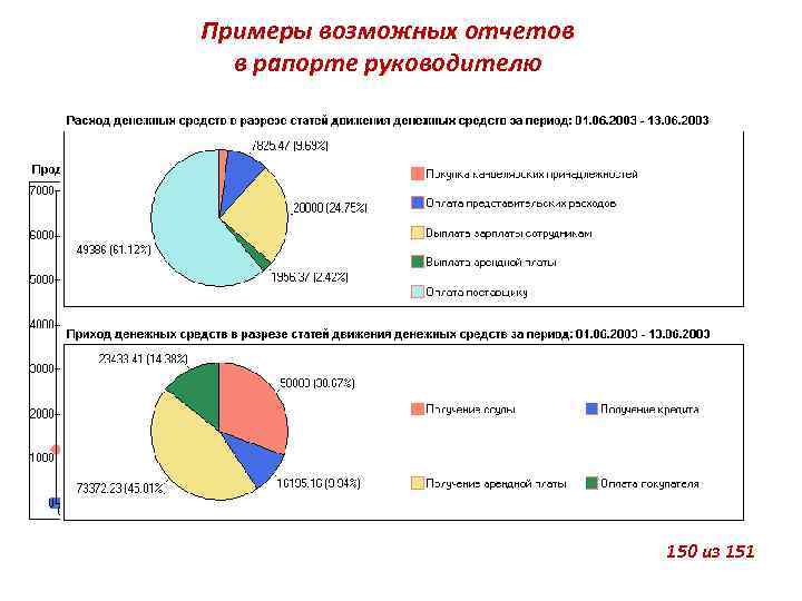 Примеры возможных отчетов в рапорте руководителю 150 из 151 