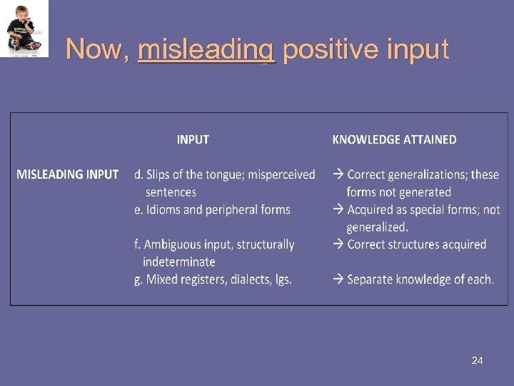 Now, misleading positive input 24 