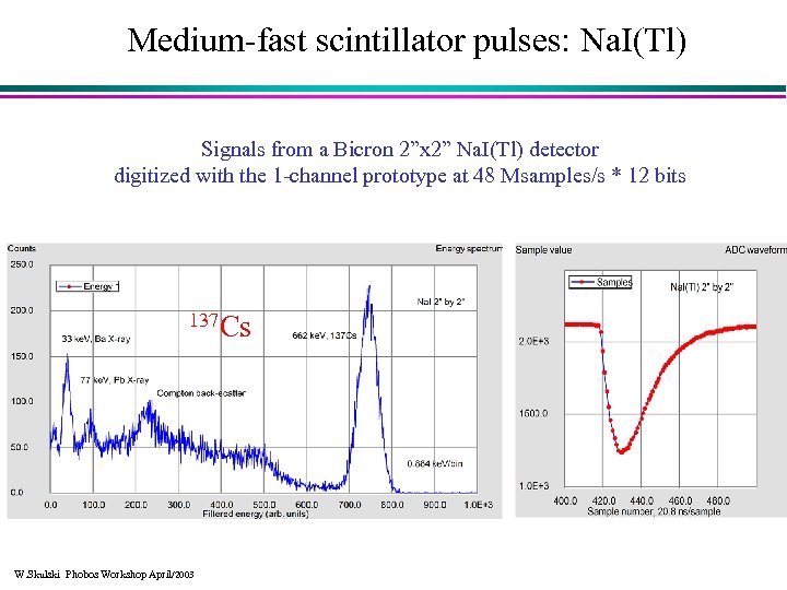 Medium-fast scintillator pulses: Na. I(Tl) Signals from a Bicron 2”x 2” Na. I(Tl) detector