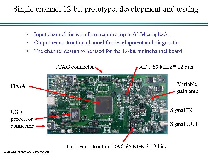 Single channel 12 -bit prototype, development and testing • Input channel for waveform capture,