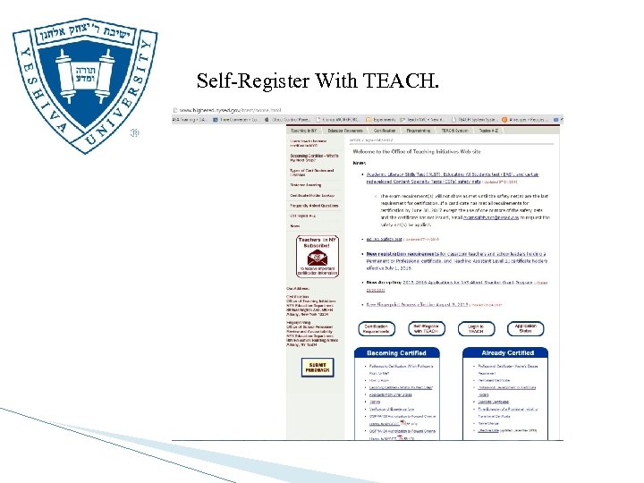 Self-Register With TEACH. 