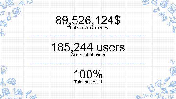 89, 526, 124$ That’s a lot of money 185, 244 users And a lot