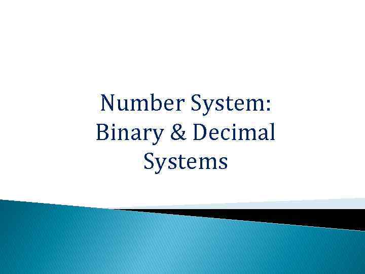 Number System: Binary & Decimal Systems 