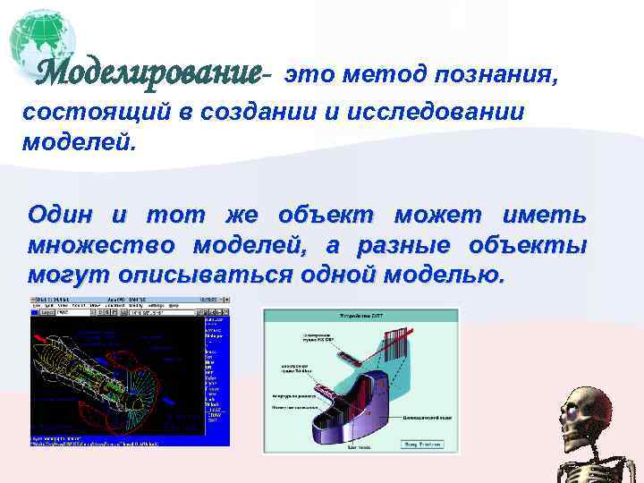 Моделирование- это метод познания, состоящий в создании и исследовании моделей. Один и тот же