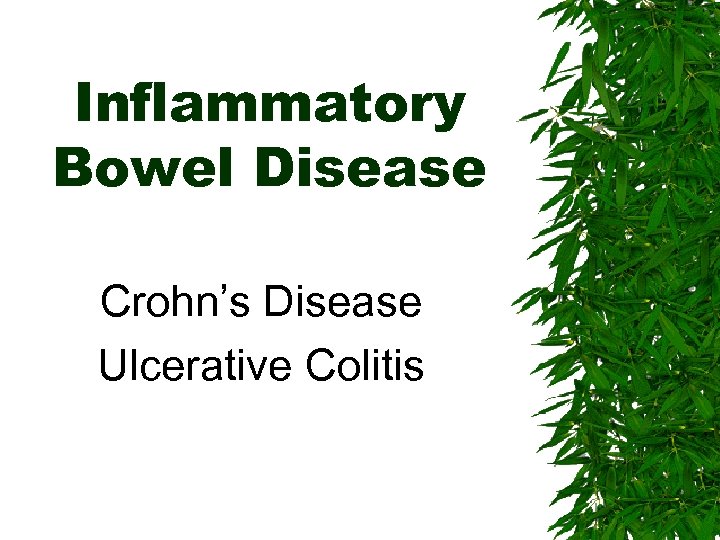 Inflammatory Bowel Disease Crohn’s Disease Ulcerative Colitis 