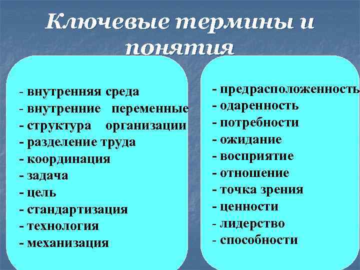 Какие основные внутренние переменные следует учитывать руководству