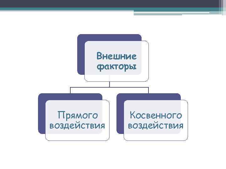 Внешние факторы Прямого воздействия Косвенного воздействия 