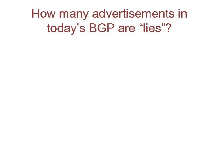 How many advertisements in today’s BGP are “lies”? 